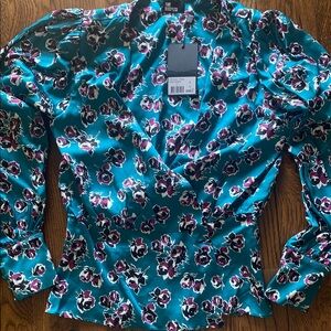 NWT The Kooples Teal Floral Women's Top